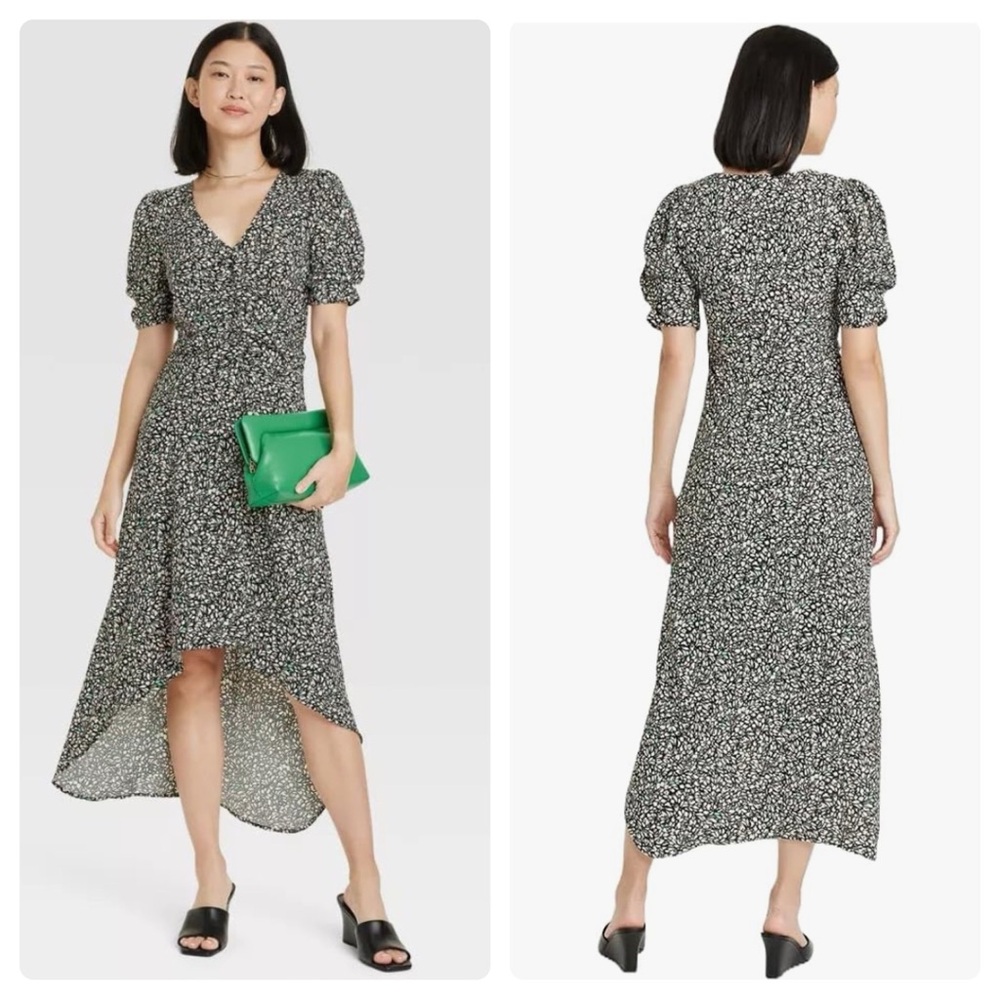 A New Day Floral High Low Puff Sleeve Dress
